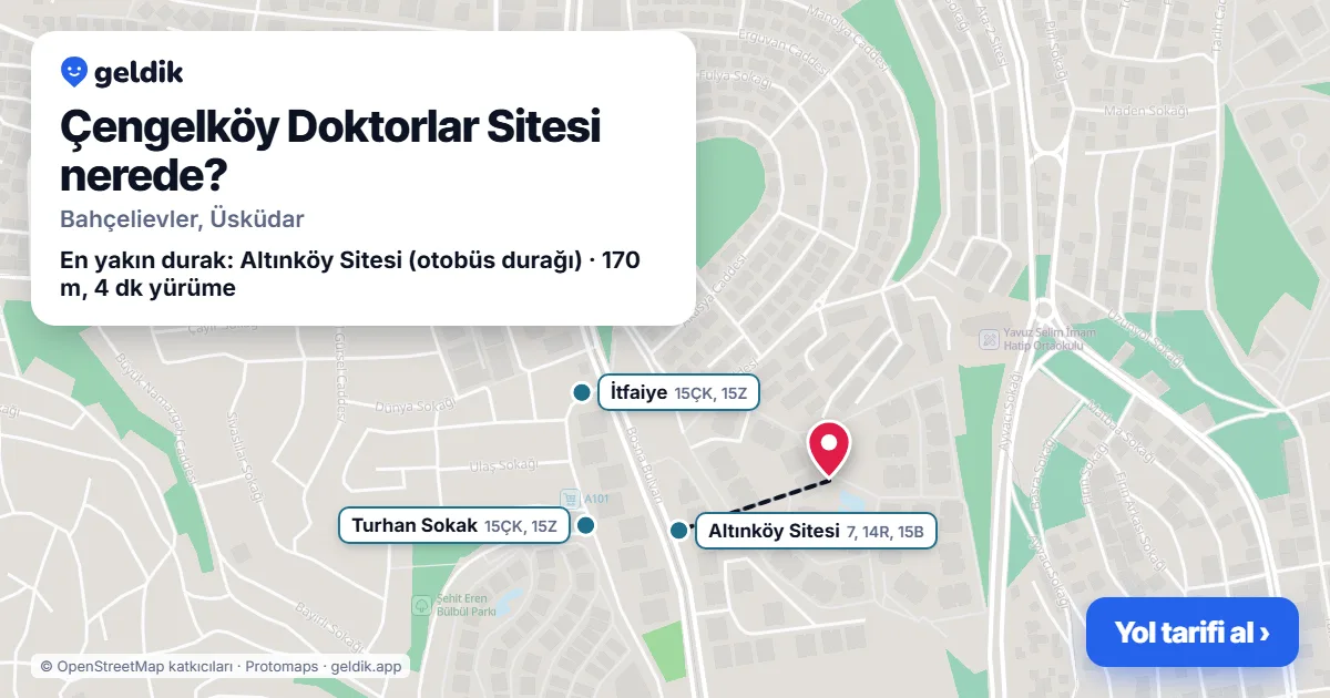Çengelköy Doktorlar Sitesi nerede: haritada konumu ve en yakın duraklar, yürüme süreleriyle
