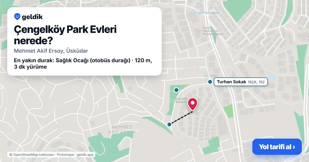 Çengelköy Park Evleri nerede: haritada konumu ve en yakın duraklar, yürüme süreleriyle