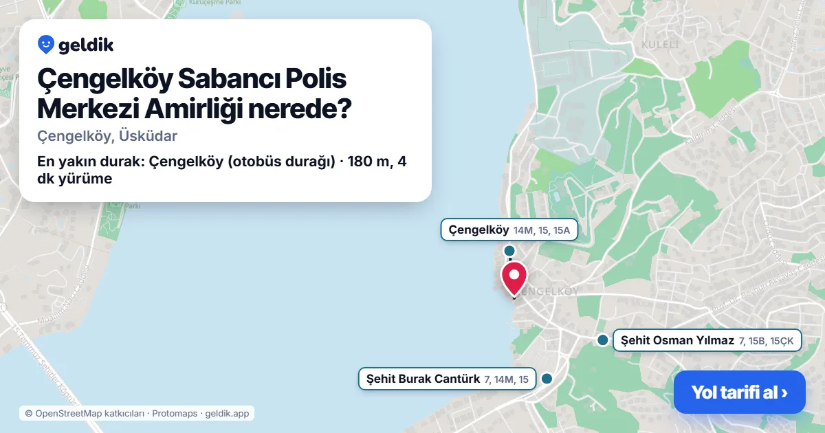 Çengelköy Sabancı Polis Merkezi Amirliği nerede: haritada konumu ve en yakın duraklar, yürüme süreleriyle