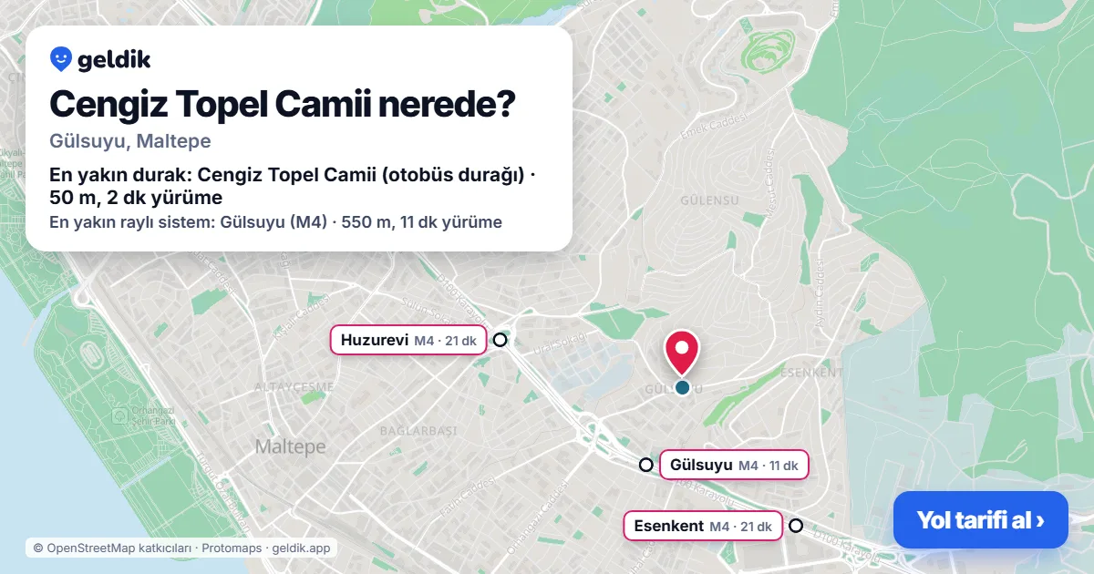Cengiz Topel Camii nerede: haritada konumu ve en yakın duraklar, yürüme süreleriyle