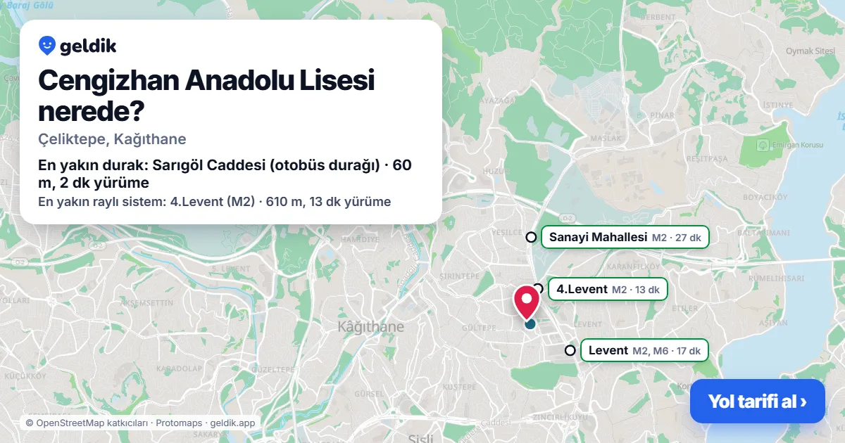 Where is Cengizhan Anadolu Lisesi: map with its location and the nearest stops, with walking times