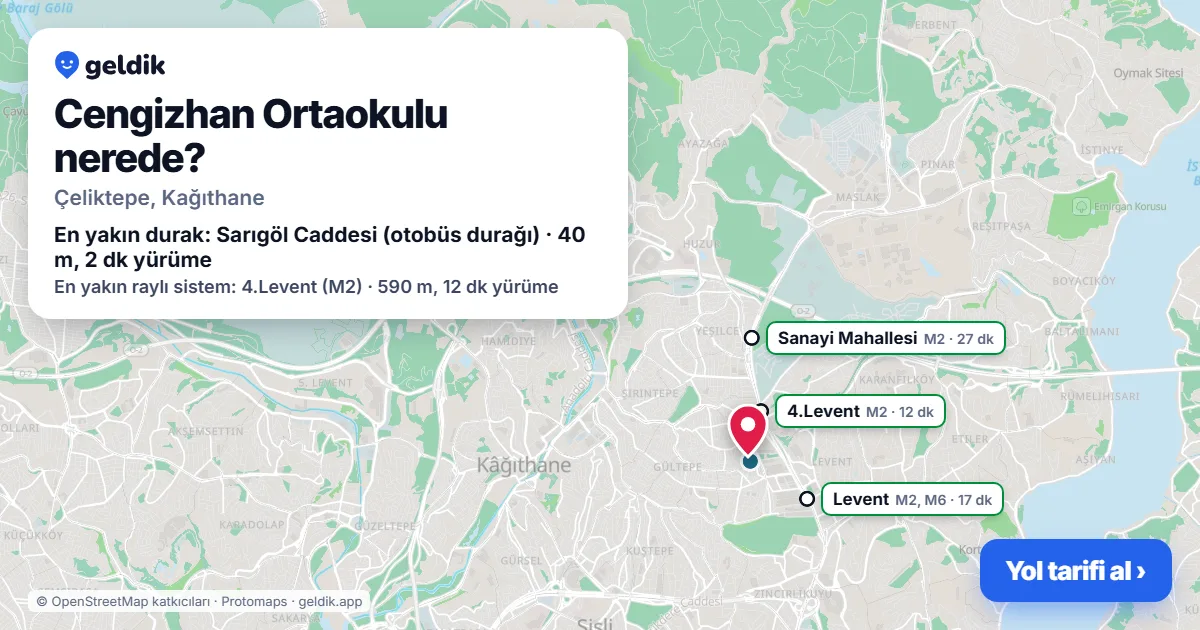 Where is Cengizhan Ortaokulu: map with its location and the nearest stops, with walking times