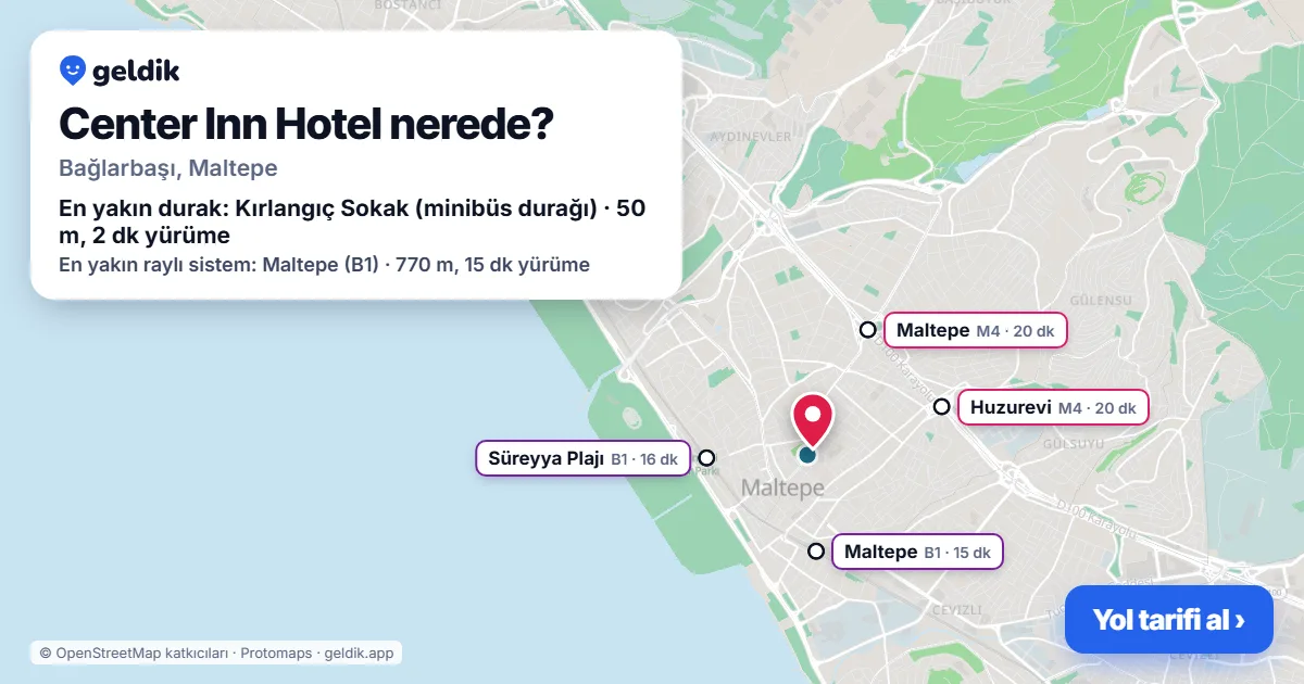 Center Inn Hotel nerede: haritada konumu ve en yakın duraklar, yürüme süreleriyle
