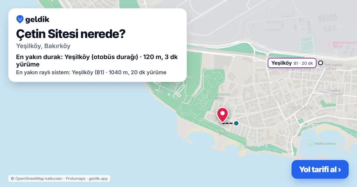 Where is Çetin Sitesi: map with its location and the nearest stops, with walking times