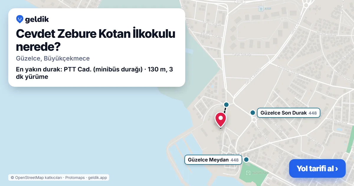 Cevdet Zebure Kotan İlkokulu nerede: haritada konumu ve en yakın duraklar, yürüme süreleriyle