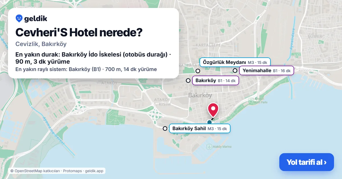 Cevheri'S Hotel nerede: haritada konumu ve en yakın duraklar, yürüme süreleriyle