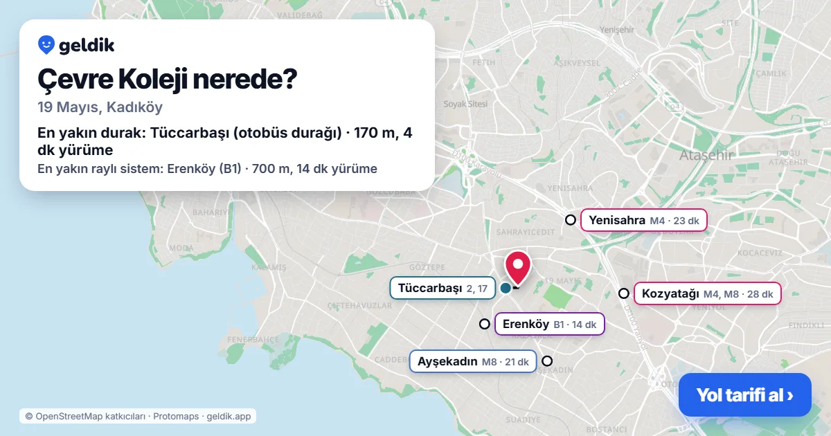 Çevre Koleji nerede: haritada konumu ve en yakın duraklar, yürüme süreleriyle