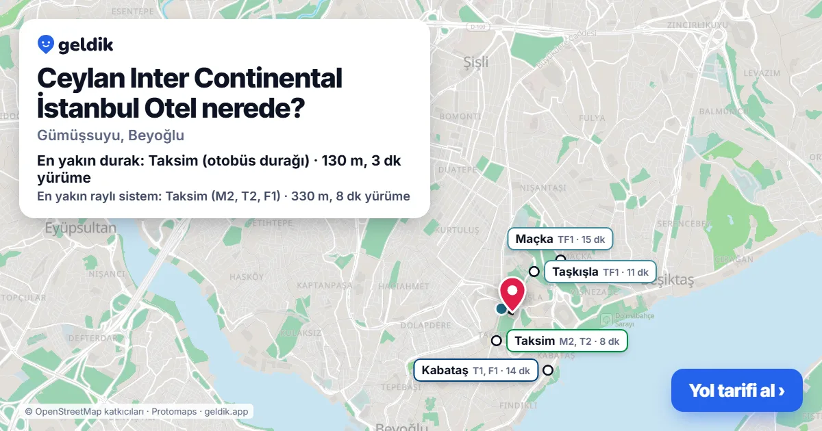 Where is Ceylan Inter Continental İstanbul Otel: map with its location and the nearest stops, with walking times