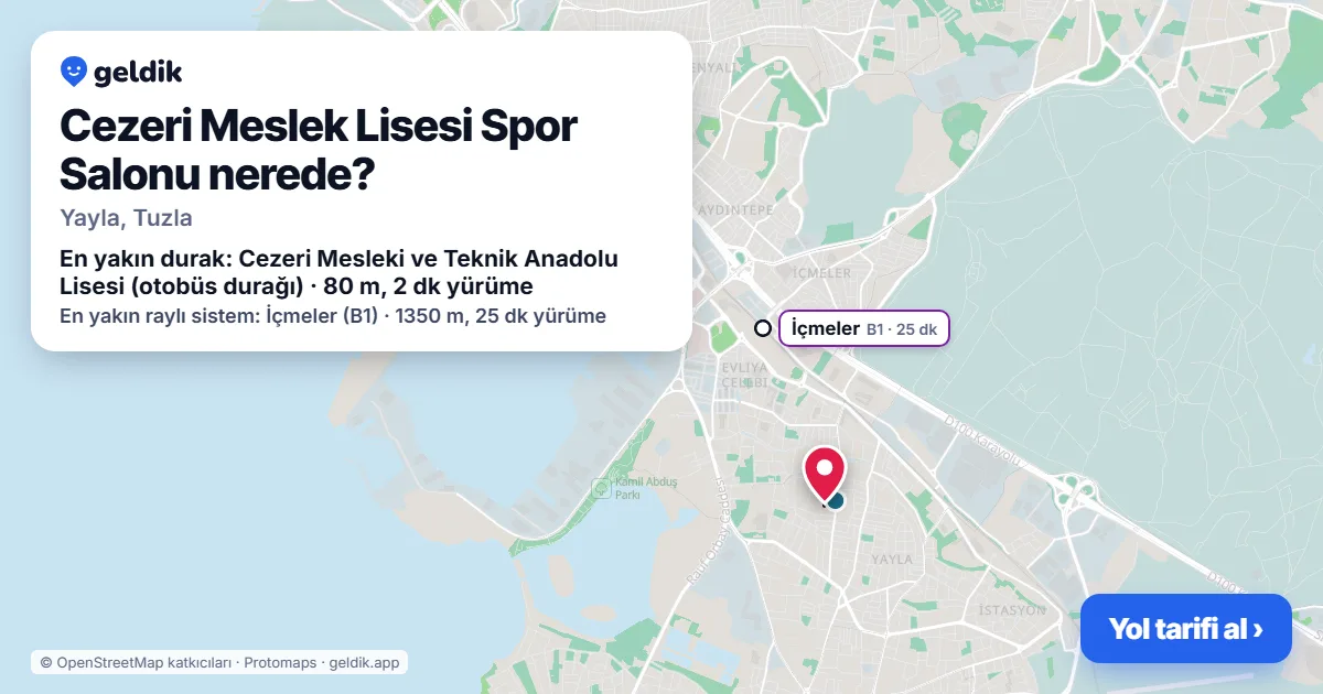 Cezeri Meslek Lisesi Spor Salonu nerede: haritada konumu ve en yakın duraklar, yürüme süreleriyle