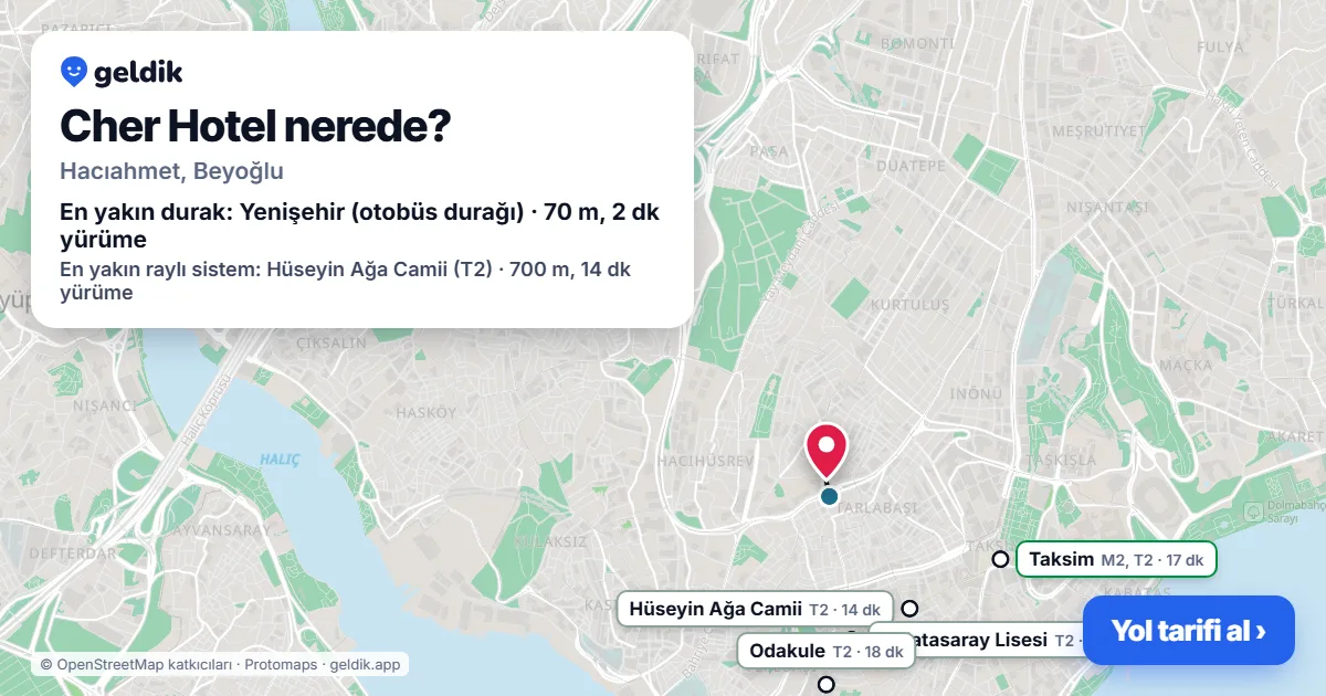 Where is Cher Hotel: map with its location and the nearest stops, with walking times