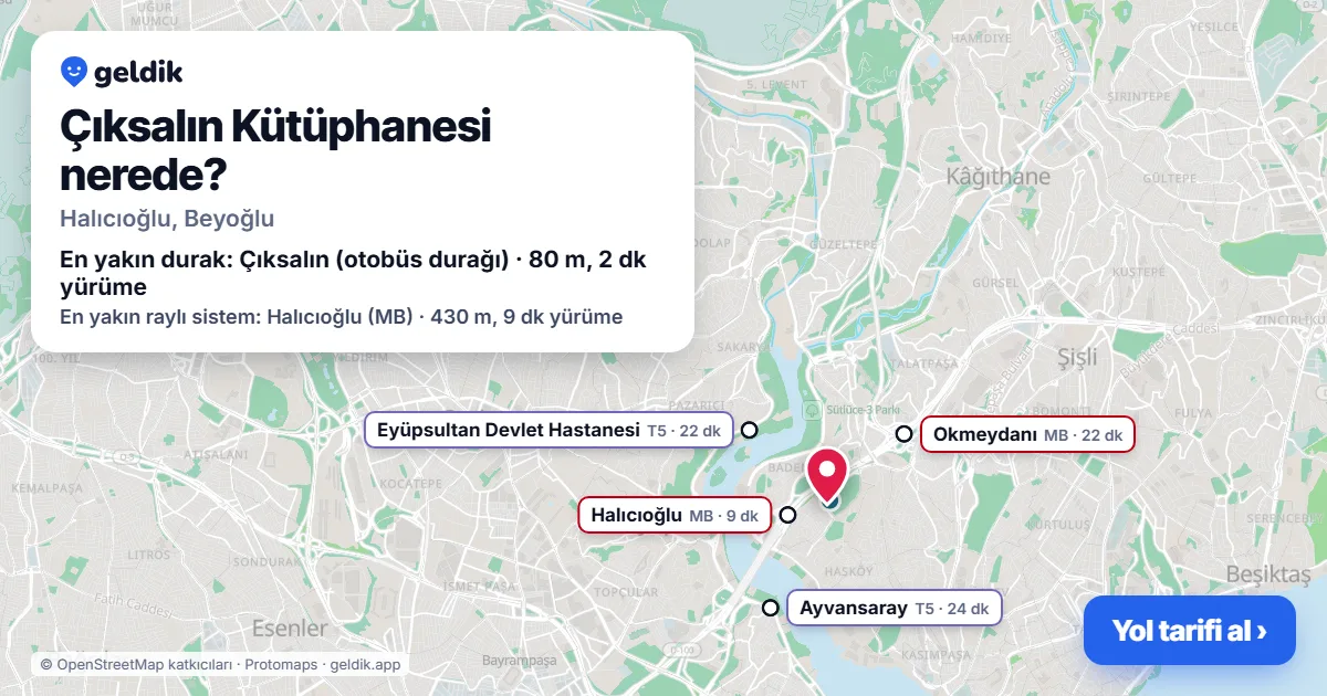 Çıksalın Kütüphanesi nerede: haritada konumu ve en yakın duraklar, yürüme süreleriyle