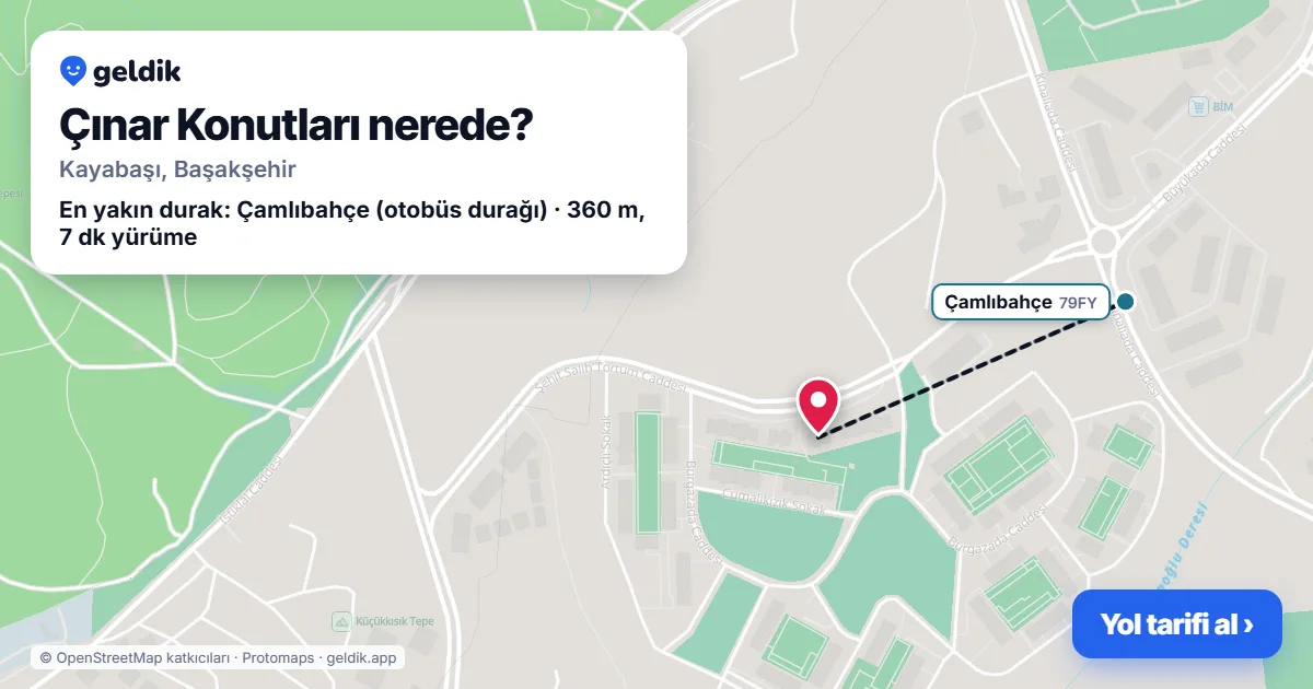 Çınar Konutları nerede: haritada konumu ve en yakın duraklar, yürüme süreleriyle