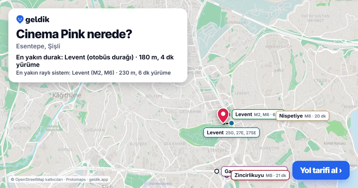 Cinema Pink nerede: haritada konumu ve en yakın duraklar, yürüme süreleriyle