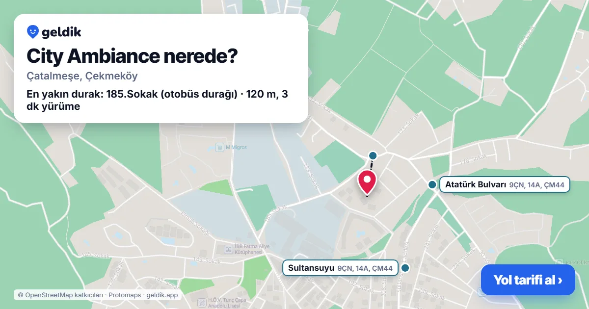 City Ambiance nerede: haritada konumu ve en yakın duraklar, yürüme süreleriyle
