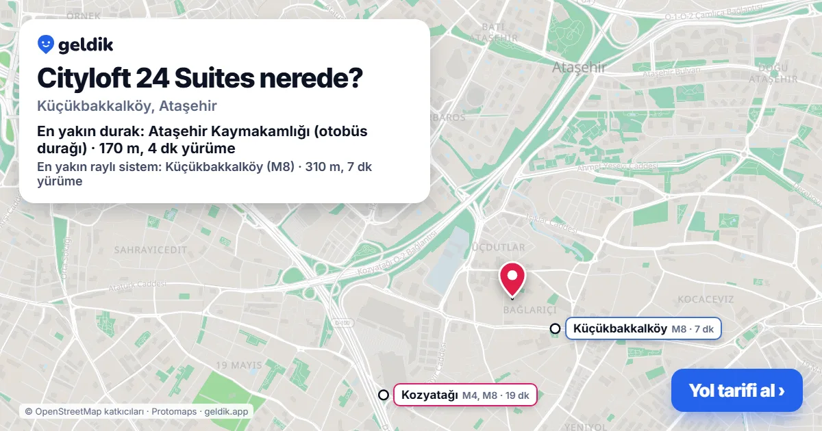 Cityloft 24 Suites nerede: haritada konumu ve en yakın duraklar, yürüme süreleriyle