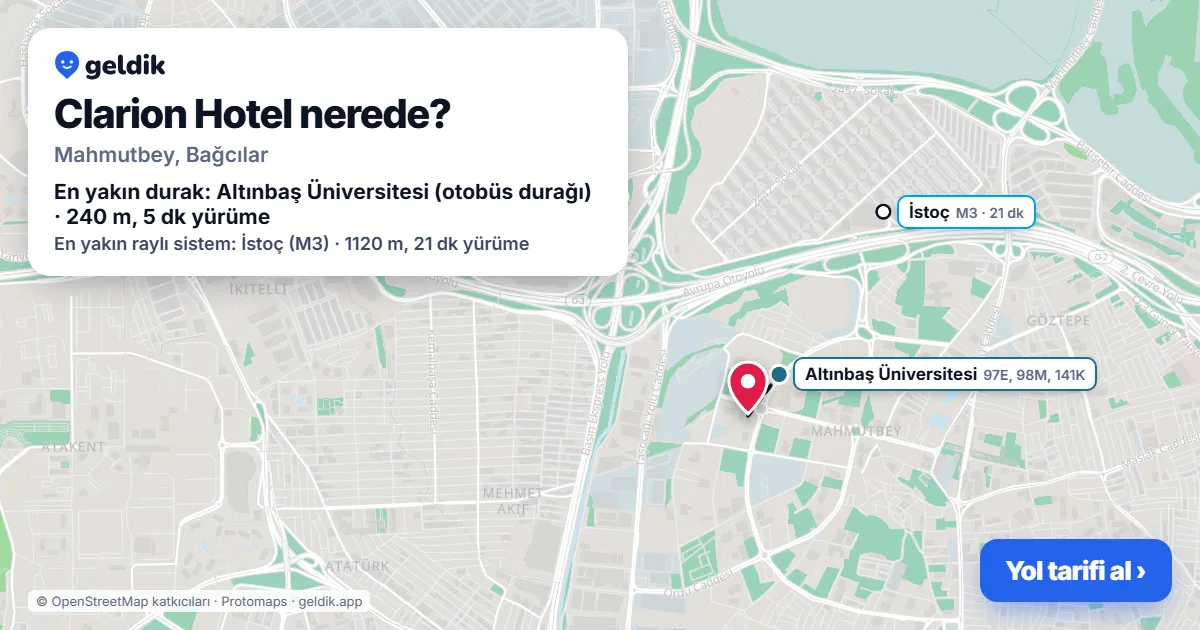 Where is Clarion Hotel: map with its location and the nearest stops, with walking times