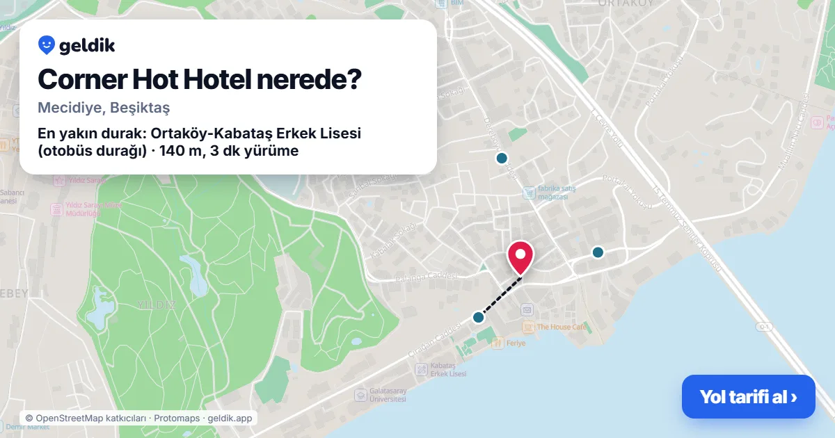 Where is Corner Hot Hotel: map with its location and the nearest stops, with walking times