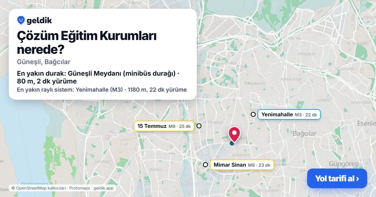 Çözüm Eğitim Kurumları nerede: haritada konumu ve en yakın duraklar, yürüme süreleriyle