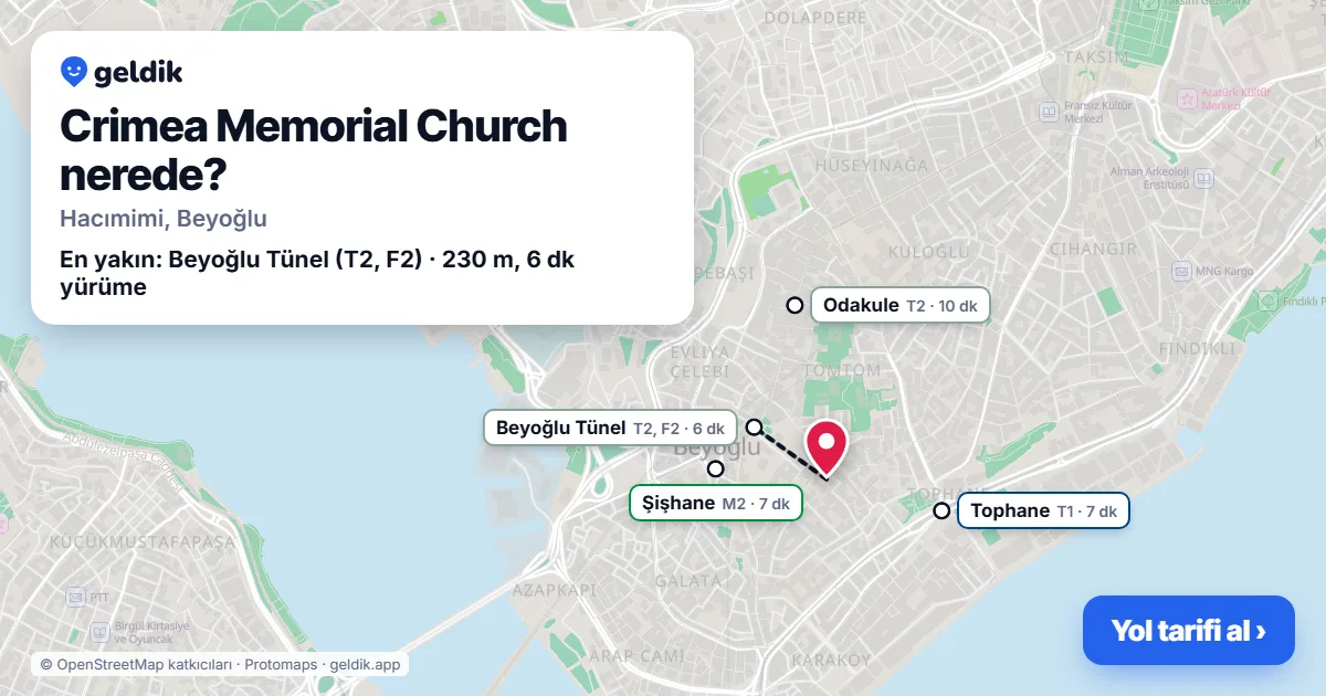 Crimea Memorial Church nerede: haritada konumu ve en yakın duraklar, yürüme süreleriyle