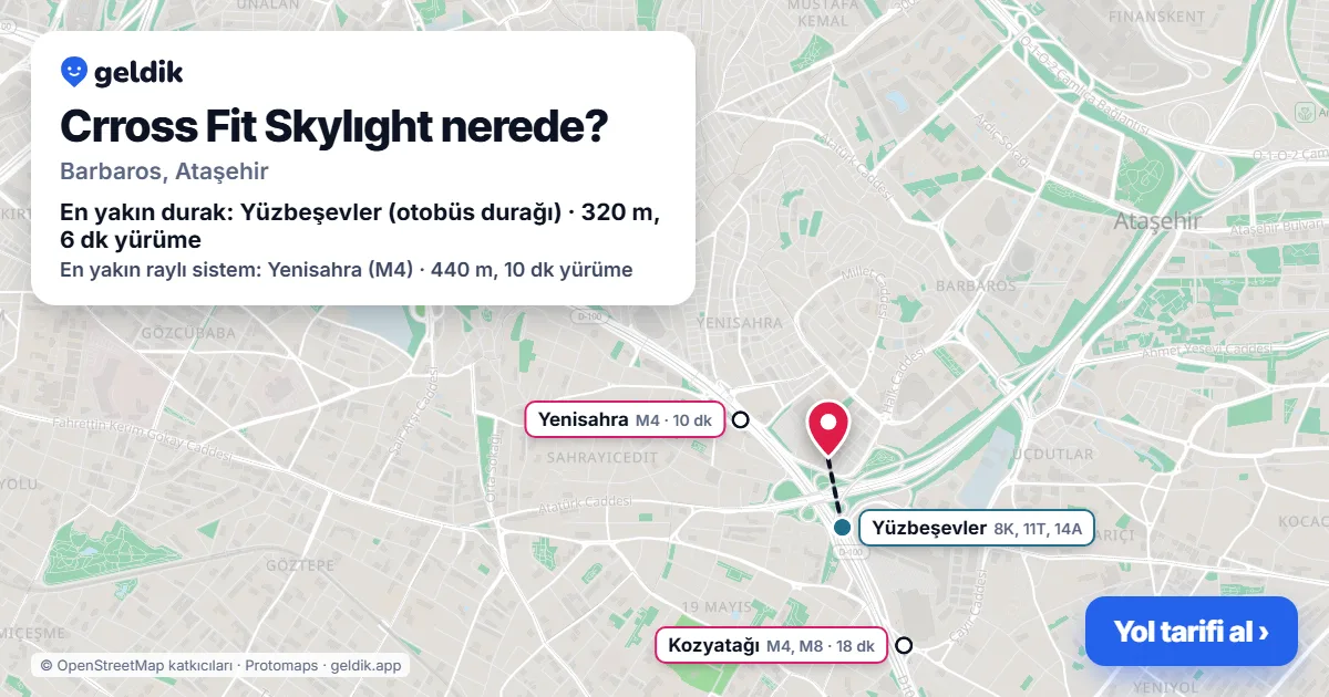 Crross Fit Skylıght nerede: haritada konumu ve en yakın duraklar, yürüme süreleriyle