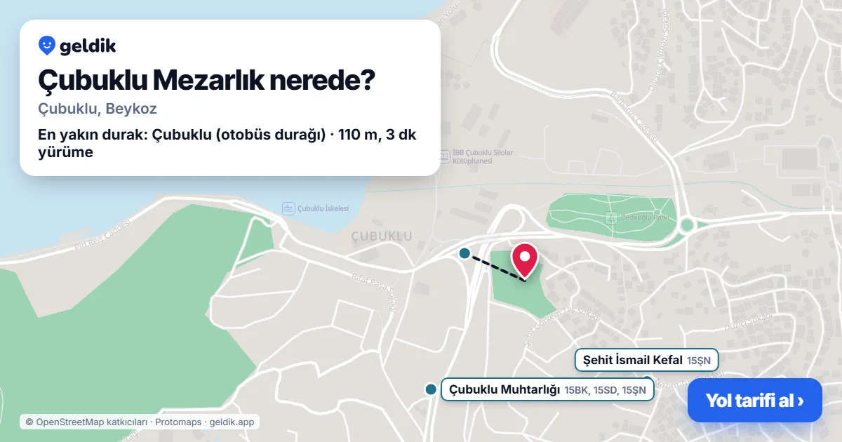 Çubuklu Mezarlık nerede: haritada konumu ve en yakın duraklar, yürüme süreleriyle