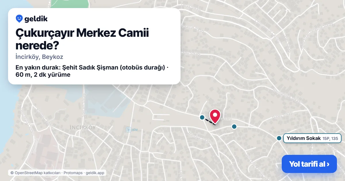 Çukurçayır Merkez Camii nerede: haritada konumu ve en yakın duraklar, yürüme süreleriyle