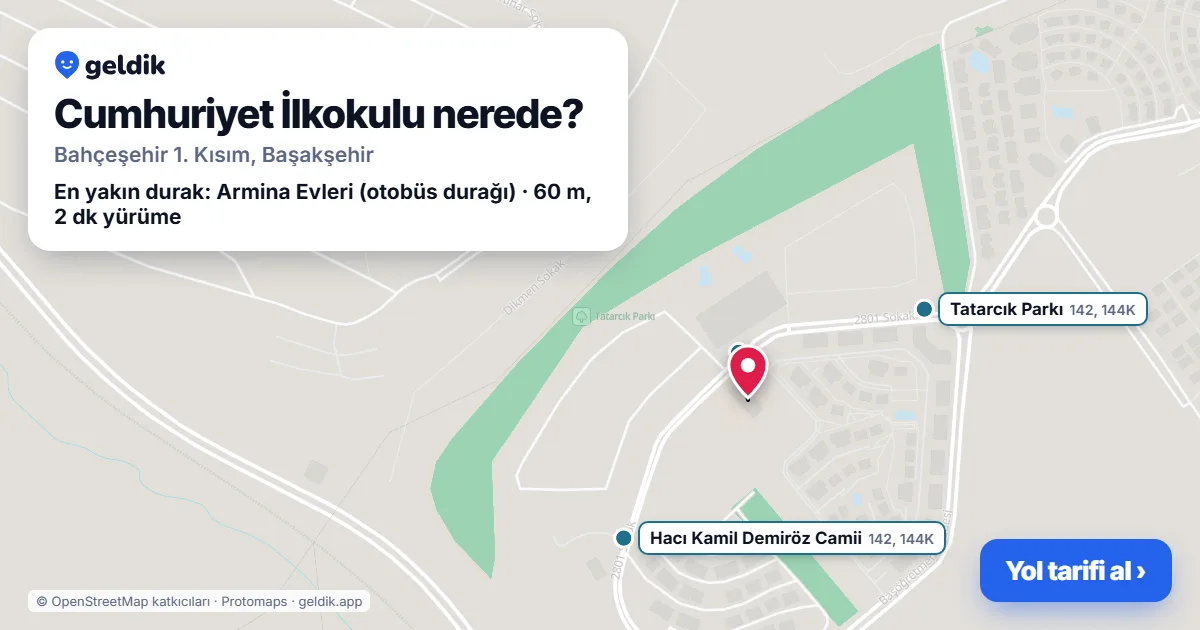 Where is Cumhuriyet İlkokulu: map with its location and the nearest stops, with walking times