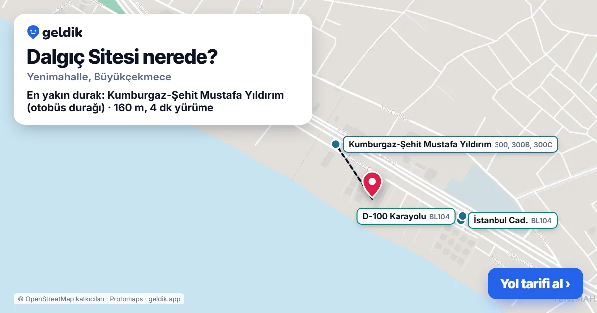 Dalgıç Sitesi nerede: haritada konumu ve en yakın duraklar, yürüme süreleriyle