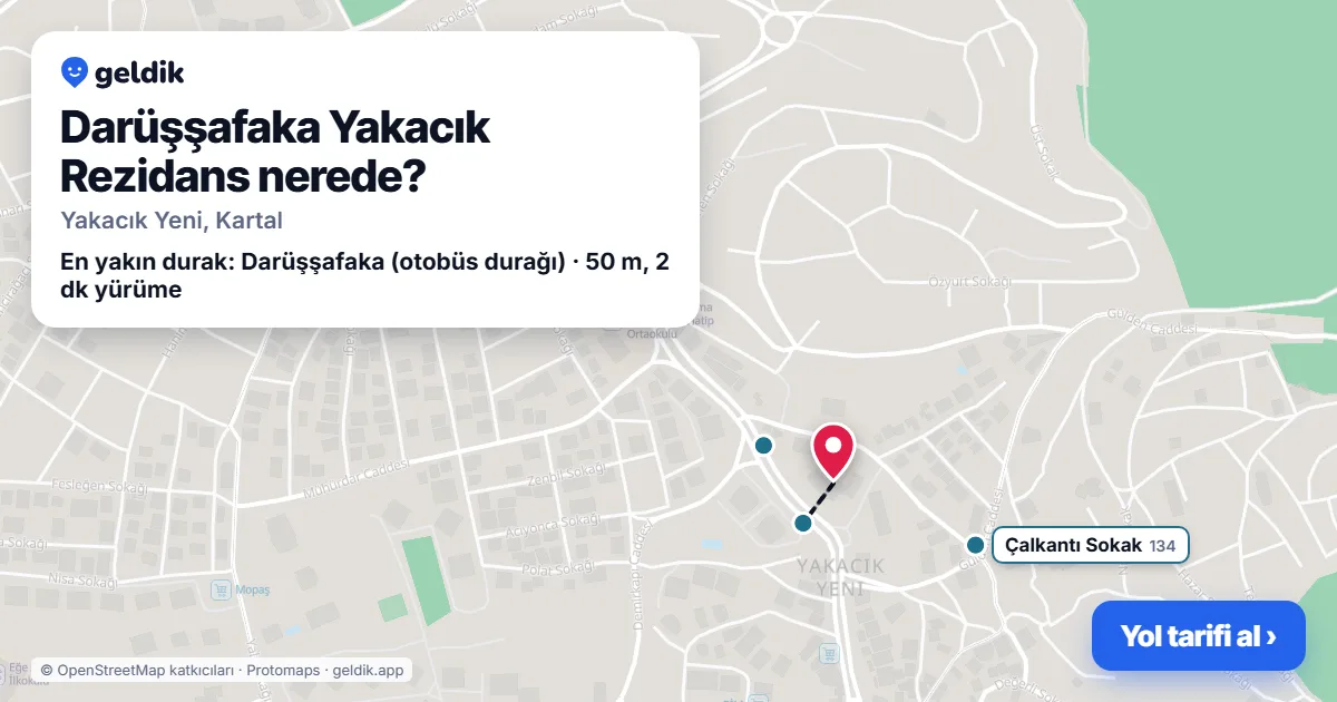 Darüşşafaka Yakacık Rezidans nerede: haritada konumu ve en yakın duraklar, yürüme süreleriyle