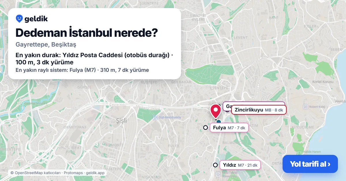 Dedeman İstanbul nerede: haritada konumu ve en yakın duraklar, yürüme süreleriyle