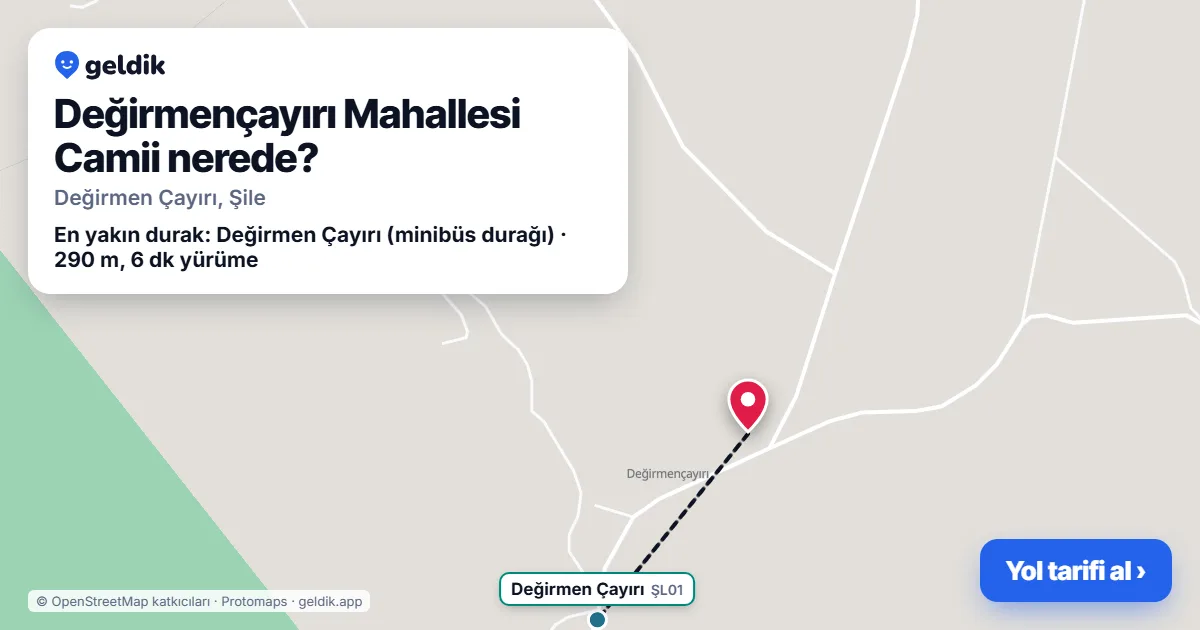 Where is Değirmençayırı Mahallesi Camii: map with its location and the nearest stops, with walking times