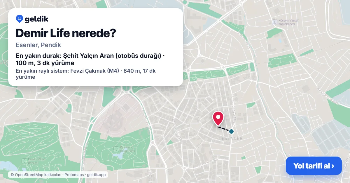 Where is Demir Life: map with its location and the nearest stops, with walking times