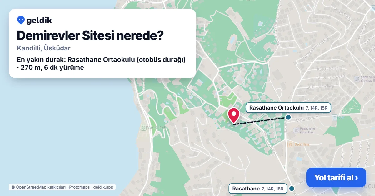 Demirevler Sitesi nerede: haritada konumu ve en yakın duraklar, yürüme süreleriyle