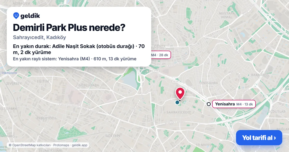 Demirli Park Plus nerede: haritada konumu ve en yakın duraklar, yürüme süreleriyle