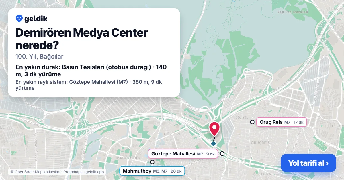 Demirören Medya Center nerede: haritada konumu ve en yakın duraklar, yürüme süreleriyle