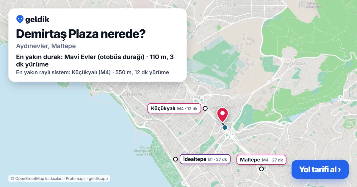 Demirtaş Plaza nerede: haritada konumu ve en yakın duraklar, yürüme süreleriyle
