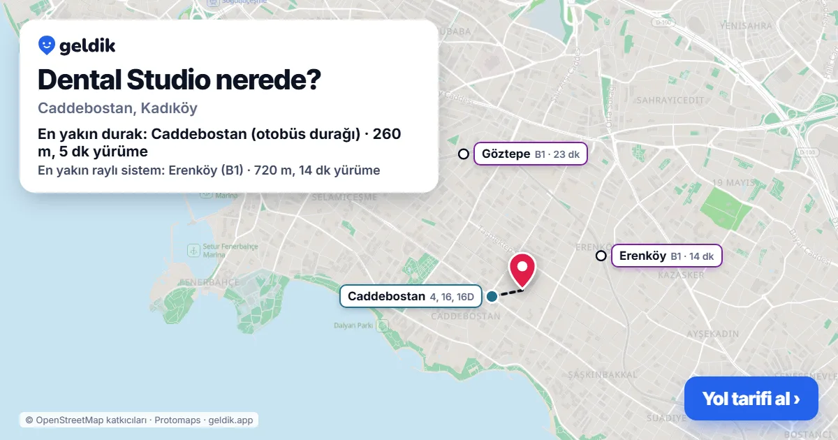 Where is Dental Studio: map with its location and the nearest stops, with walking times