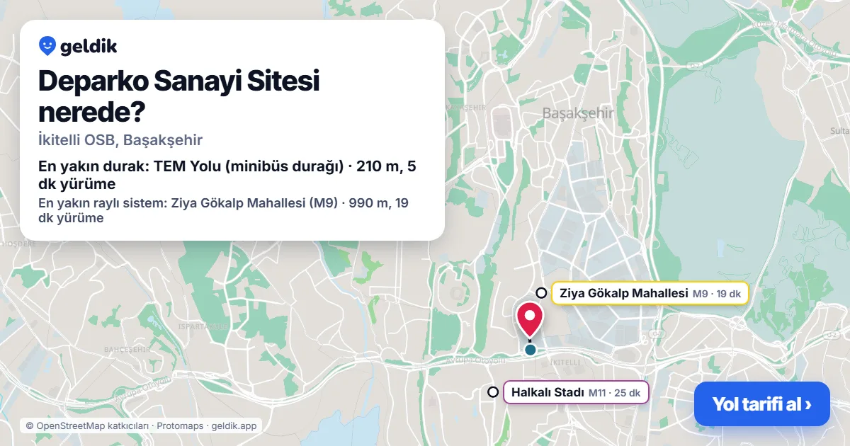 Where is Deparko Sanayi Sitesi: map with its location and the nearest stops, with walking times