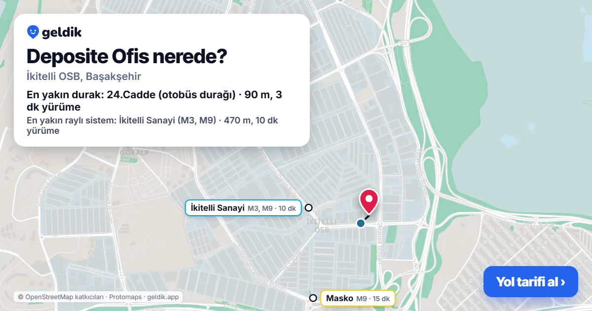 Deposite Ofis nerede: haritada konumu ve en yakın duraklar, yürüme süreleriyle