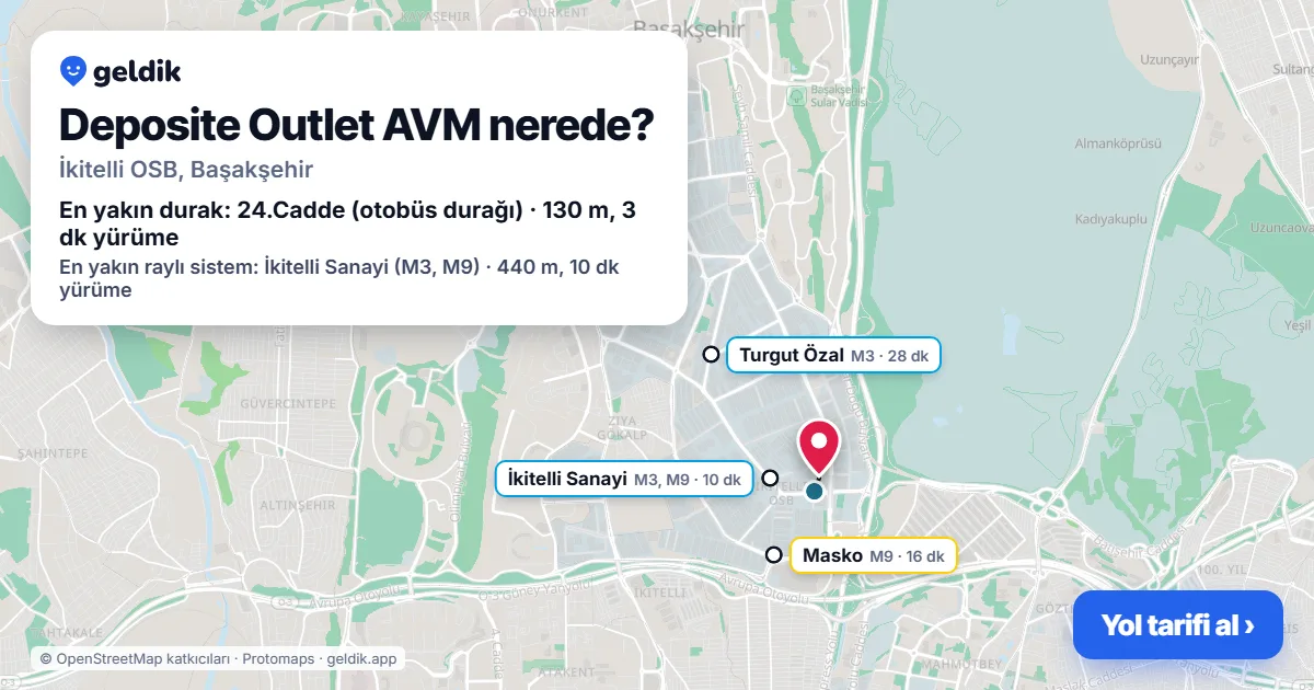 Deposite Outlet AVM nerede: haritada konumu ve en yakın duraklar, yürüme süreleriyle