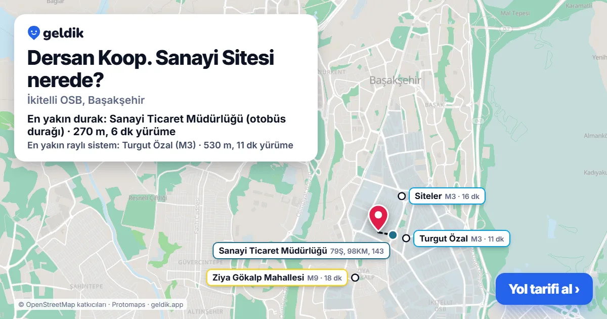Where is Dersan Koop. Sanayi Sitesi: map with its location and the nearest stops, with walking times