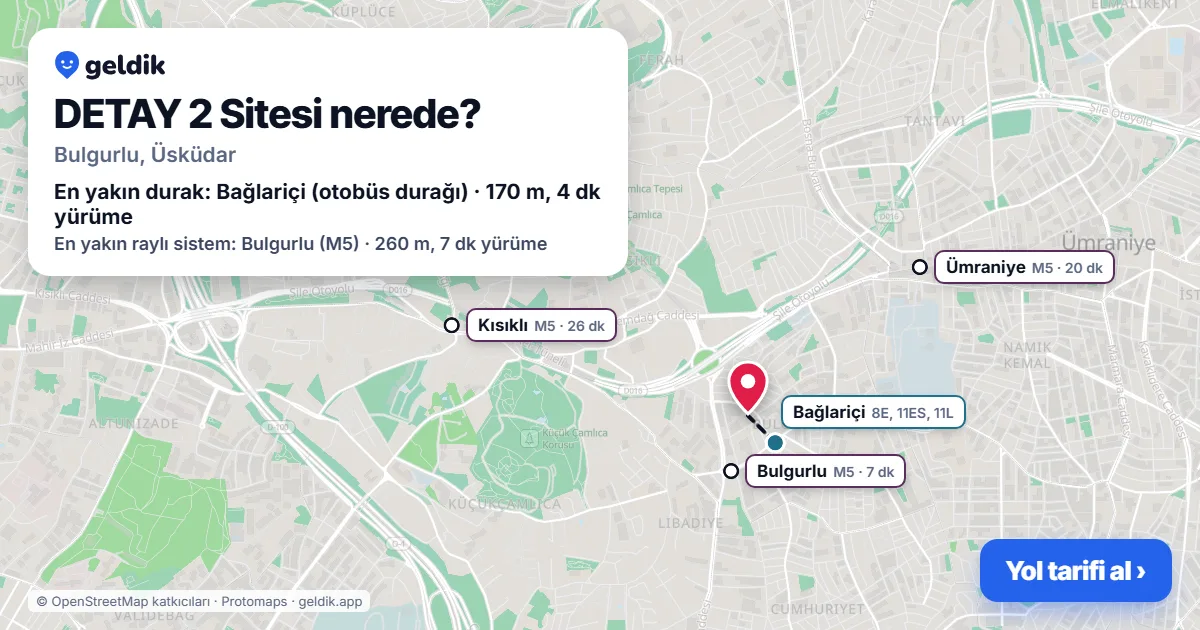 DETAY 2 Sitesi nerede: haritada konumu ve en yakın duraklar, yürüme süreleriyle