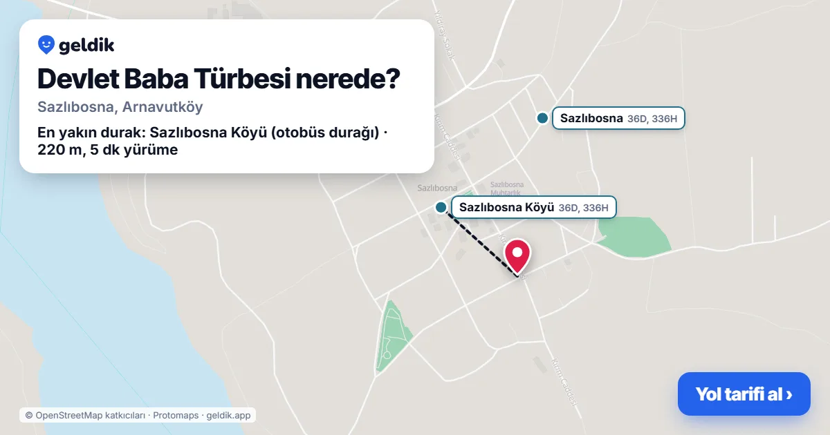 Devlet Baba Türbesi nerede: haritada konumu ve en yakın duraklar, yürüme süreleriyle