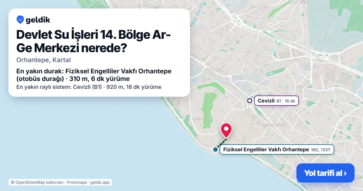 Devlet Su İşleri 14. Bölge Ar-Ge Merkezi nerede: haritada konumu ve en yakın duraklar, yürüme süreleriyle