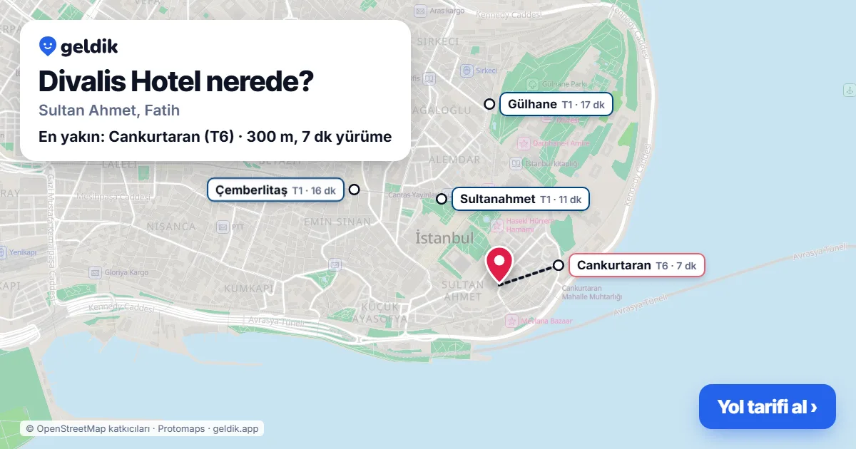 Divalis Hotel nerede: haritada konumu ve en yakın duraklar, yürüme süreleriyle
