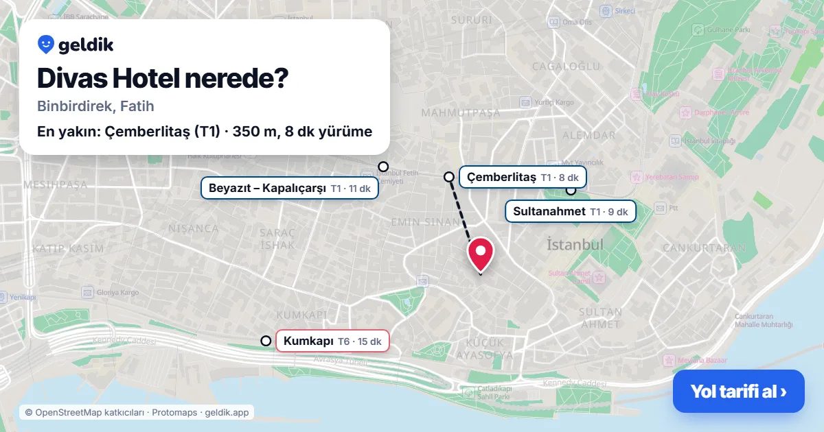 Divas Hotel nerede: haritada konumu ve en yakın duraklar, yürüme süreleriyle
