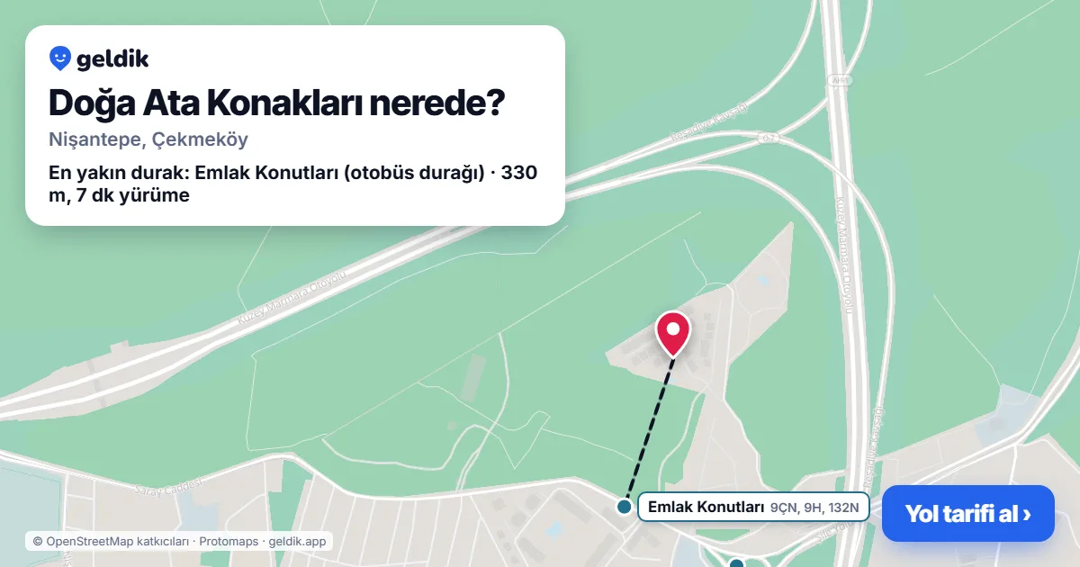 Where is Doğa Ata Konakları: map with its location and the nearest stops, with walking times