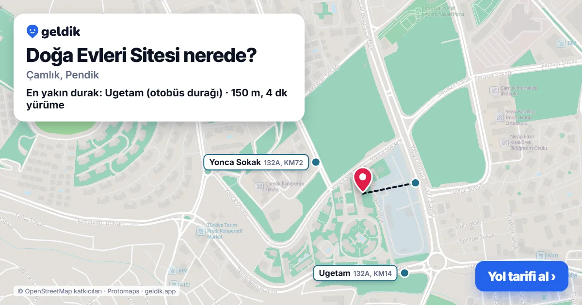 Where is Doğa Evleri Sitesi: map with its location and the nearest stops, with walking times