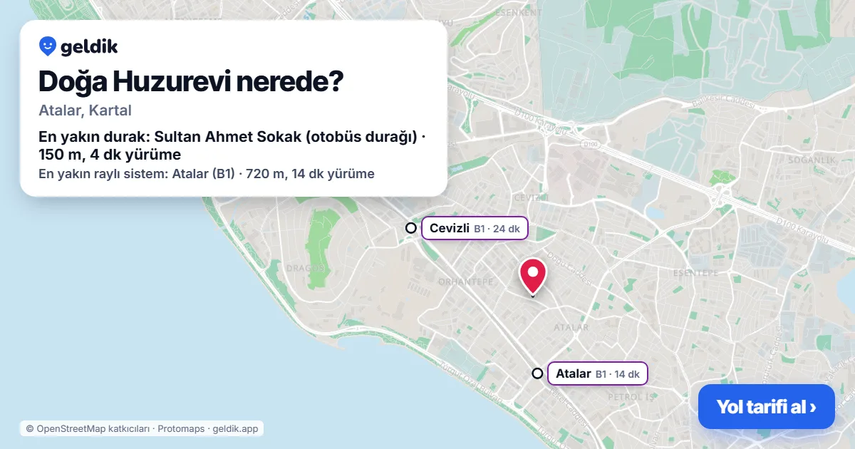 Where is Doğa Huzurevi: map with its location and the nearest stops, with walking times