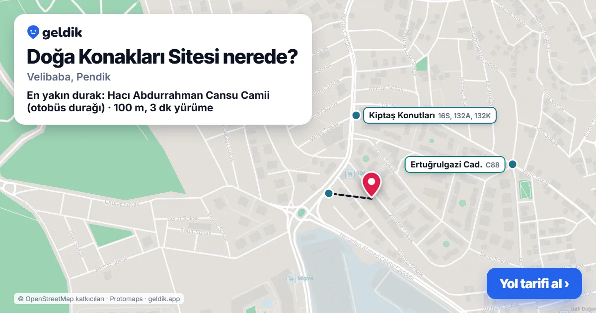 Doğa Konakları Sitesi nerede: haritada konumu ve en yakın duraklar, yürüme süreleriyle